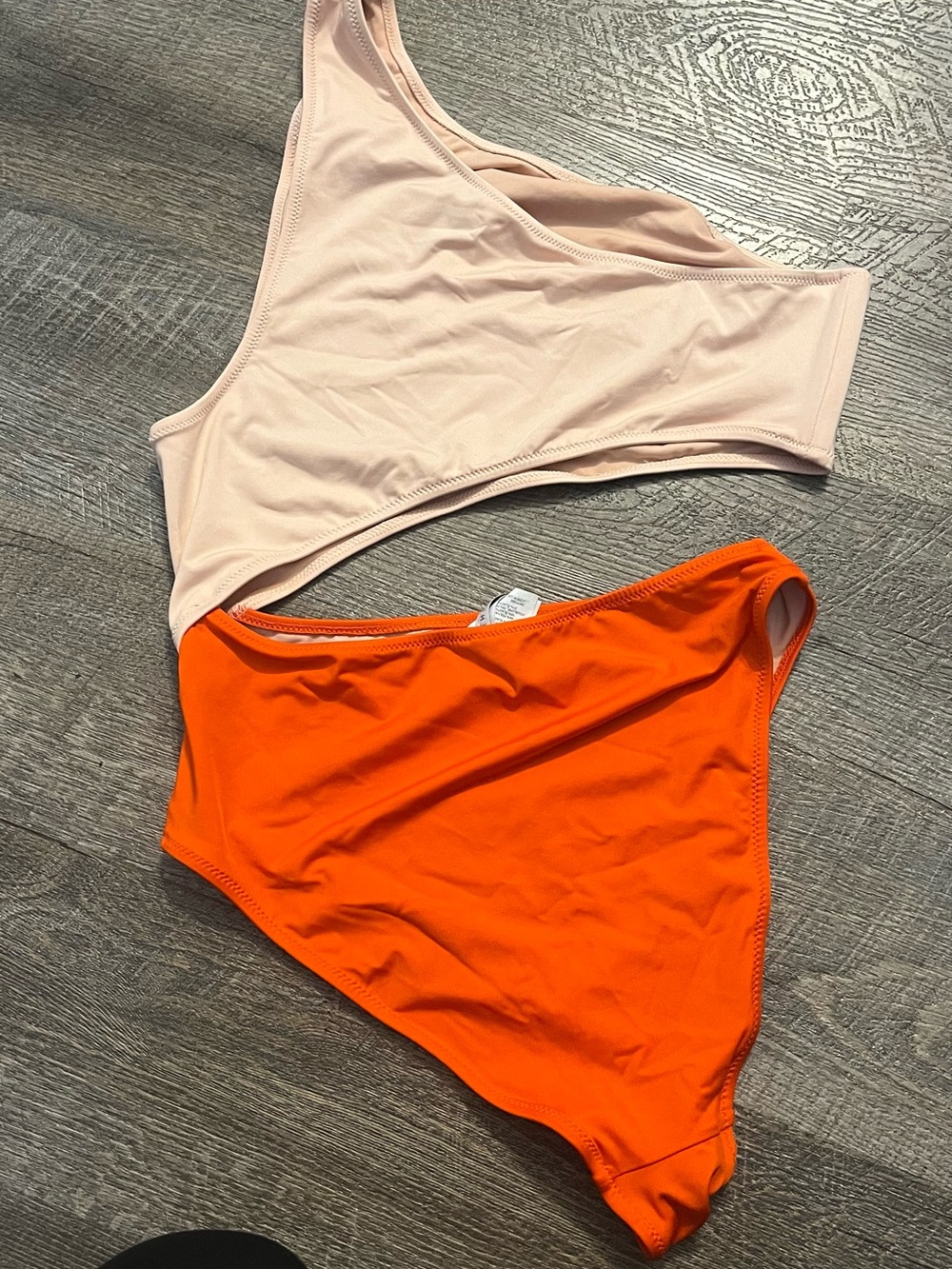 J. Crew Women’s Colorblock Swim Suit in  Peach & Vibrant Orange